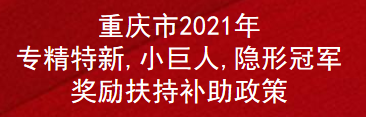 重庆市2021年专精特新,小巨人,隐形冠军奖励扶持补助政策(图1)