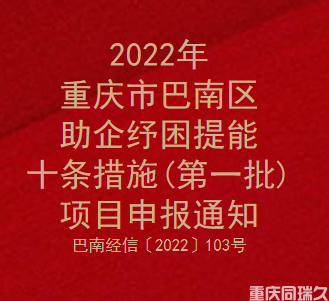 2022年巴南区助企纾困提能十条措施(第一批)项目申报通知(图1)