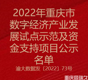 2022年重庆市数字经济产业发展试点示范及资金支持项目公示名单(图1)