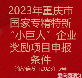 2023年重庆市国家专精特新“小巨人”企业奖励项目申报条件(图1)