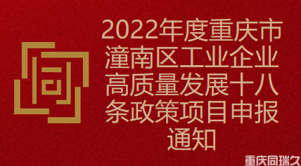 2022年度重庆市潼南区工业企业高质量发展十八条政策项目申报通知(图1)